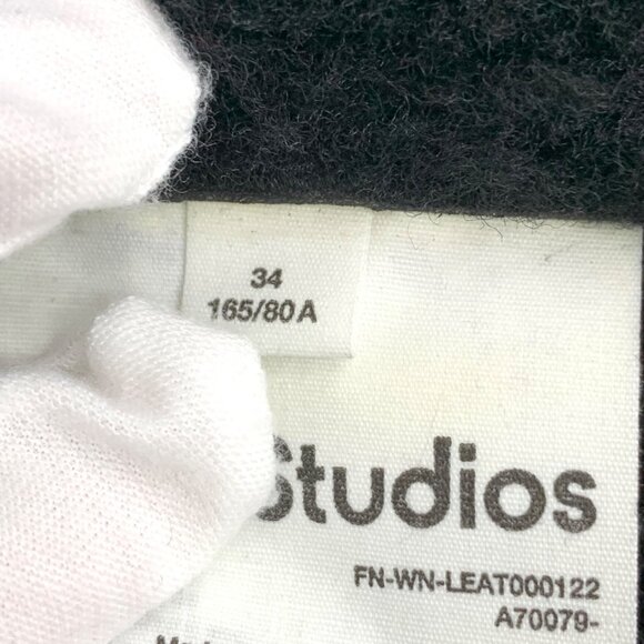 Acne Studios Black shearling leather zip-up jacket - Picture 6 of 8